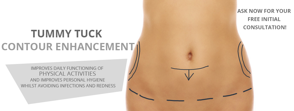 Body contouring of the abdomen and hips. Tummy Tuck and